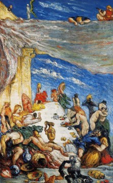 fête village Tableau Peinture - La fête Le banquet de Nabuchodonosor Paul Cézanne